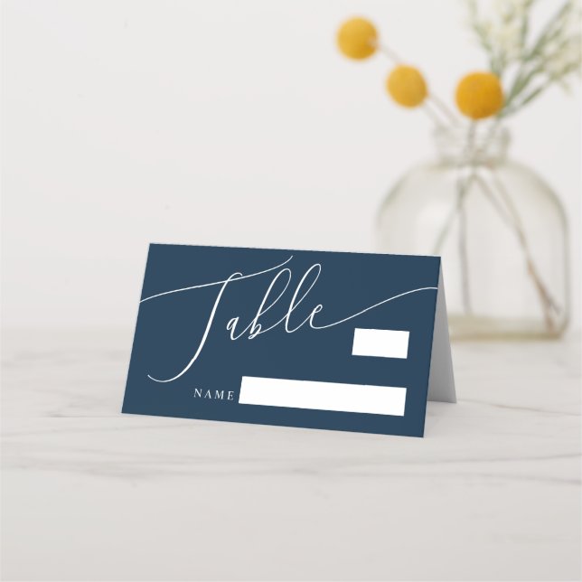 Carte De Placement Numéro de tableau du Mariage minimal bleu marine (Devant)