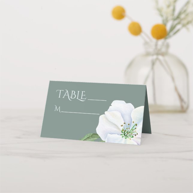 Carte De Placement Numéro de tableau Mariage de fleurs de pomme blanc (Devant)