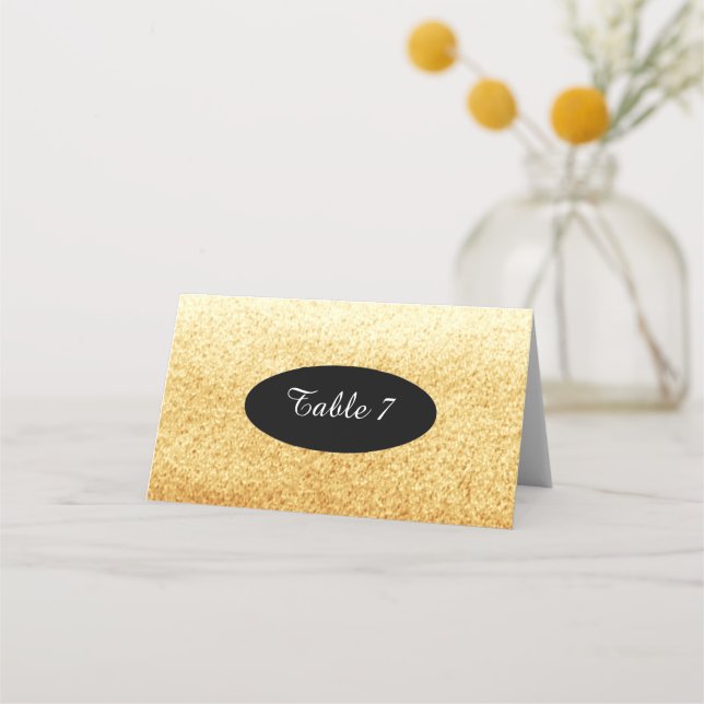 Carte De Placement Numéros de table à paillettes fausses or (Devant)