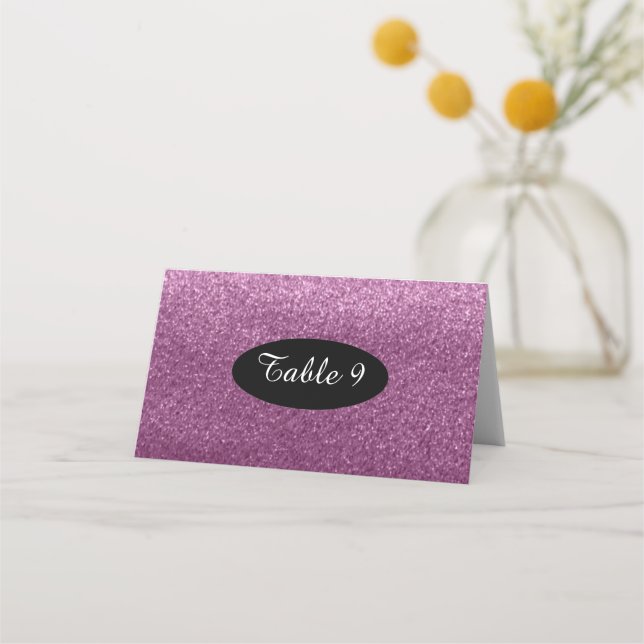 Carte De Placement Numéros de table à paillettes fausses violettes (Devant)