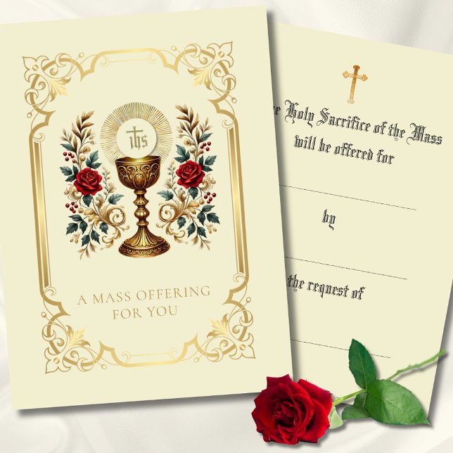 Carte De Placement Offrande de messe catholique Monstrance florale (Créateur téléchargé)