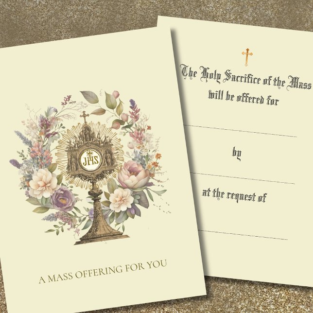 Carte De Placement Offrande de messe catholique Ostensoir Floral (Créateur téléchargé)