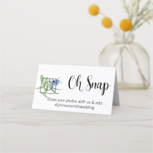Carte De Placement OH SNAP Carte de table pliée #hashtag mariage bleu