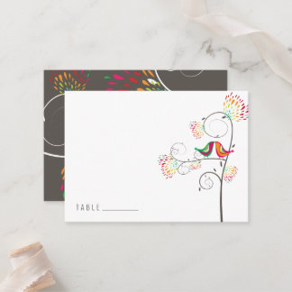 Carte De Placement Oiseaux colorés fantaisistes s'embrassant Mariage