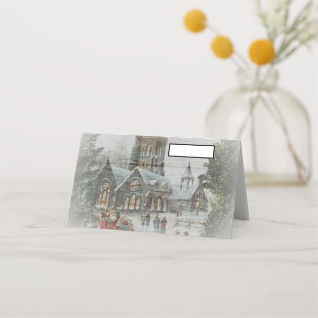 Carte De Placement Old time Santa with children in front of a church  (Devant)