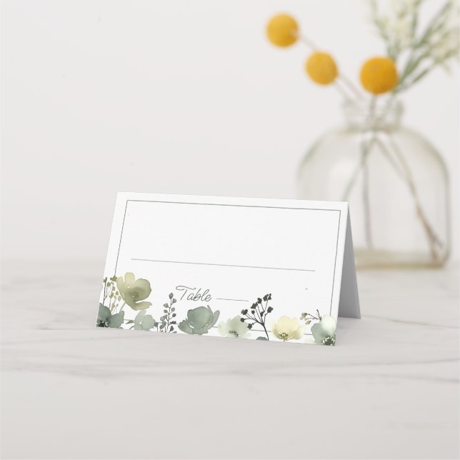 Carte De Placement Olive Floral Wedding (Devant)
