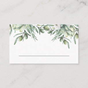 Carte De Placement Olives aquarelles. Élégant mariage italien floral
