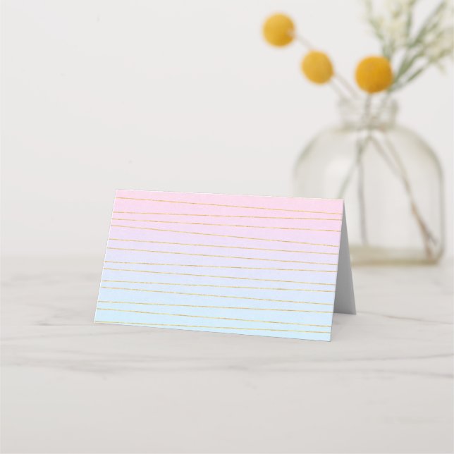 Carte De Placement Ombre bleu rose avec lignes or minces (Devant)