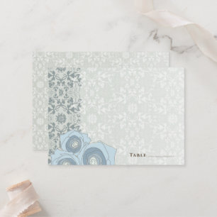 Carte De Placement Ombre Blue Roses Damask Lace Elegant Chic Mariage