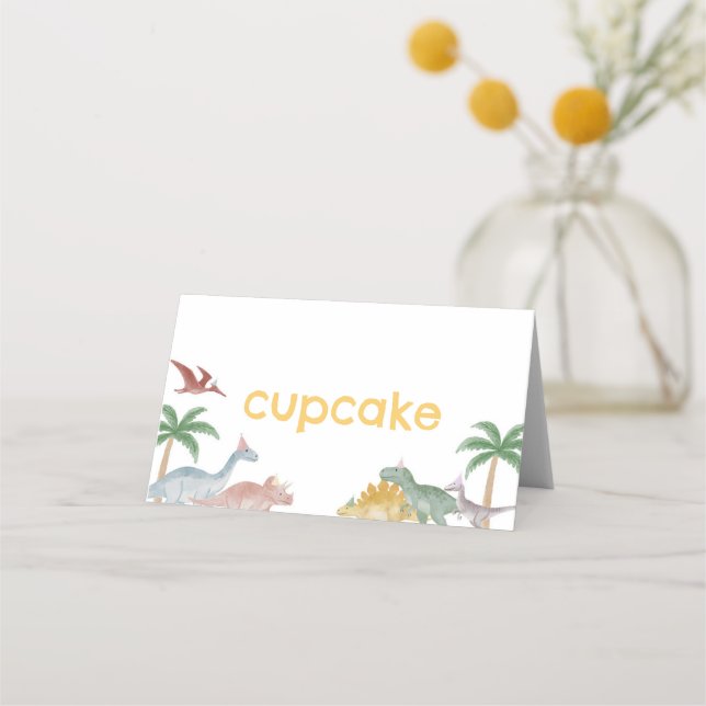 Carte De Placement One A Saurus Dinosaur Boy Birthday Food Tent Card (Devant)