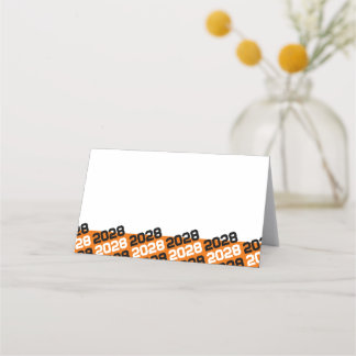 Carte De Placement Orange Black Graduation Year Folding Food ou