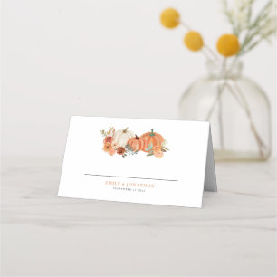Carte De Placement Orange Citrouille Automne Florals Noms Date Mariag