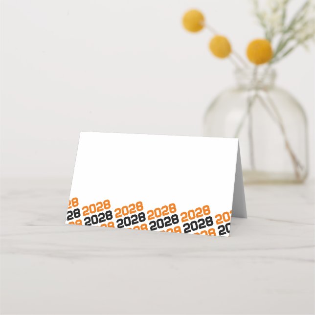 Carte De Placement Orange Noir de classe Année Pliage de nourriture o (Devant)