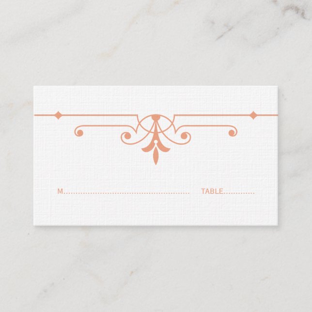 Carte De Placement Orange v2 Fancy Ornamor Place Card (Devant)