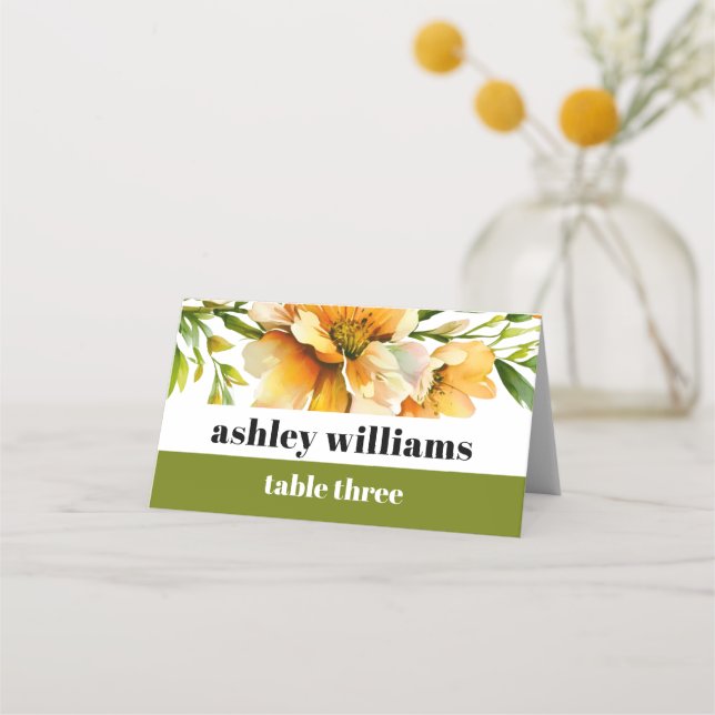 Carte De Placement Orange yelllow rhododendron flowers wedding (Devant)