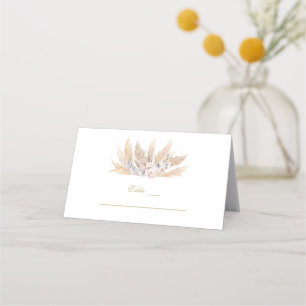 Carte De Placement Orchidée blanche Pampas Mariage en herbe Numéro de