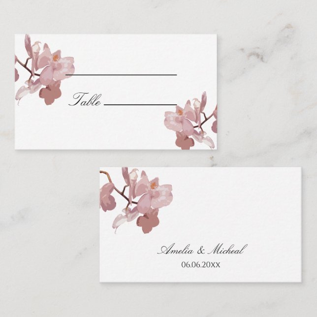 Carte De Placement Orchidée rose foncé (Devant / Derrière)