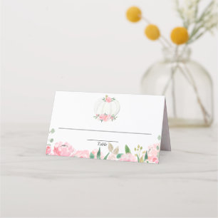 Carte De Placement Ornement floral citrouille automne en or rose