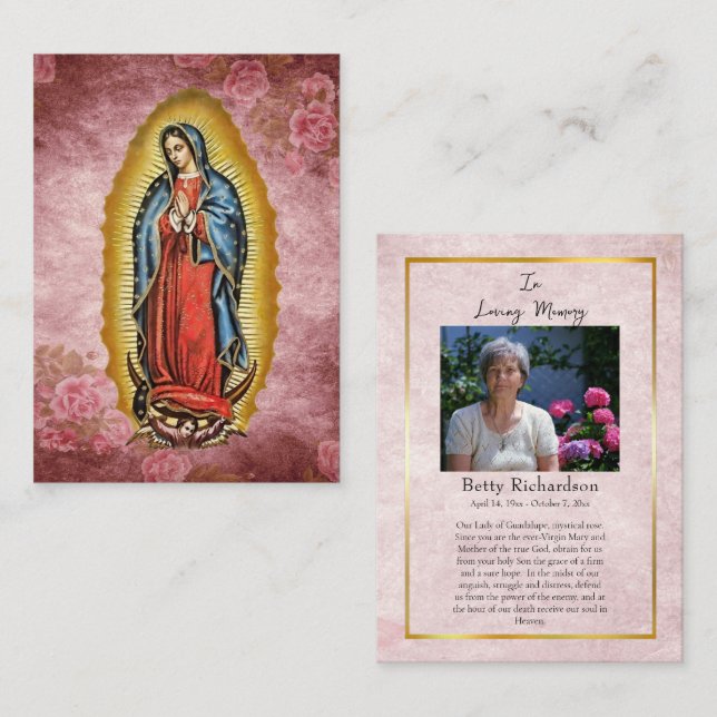 Carte De Placement Our Lady of Guadalupe Memorial Prayer Card (Devant / Derrière)