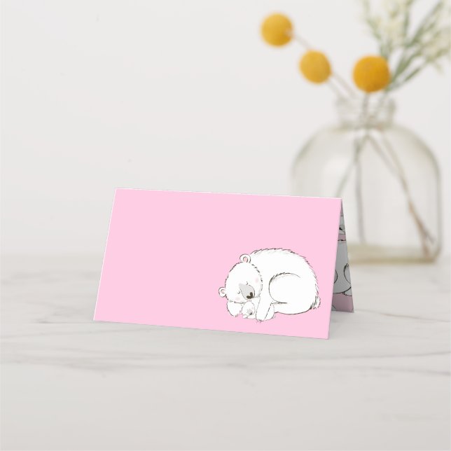 Carte De Placement Ours polaire Baby shower fille rose (Devant)