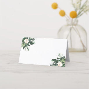 Carte De Placement Palm Feuille Hibiscus Réception de mariage tropica