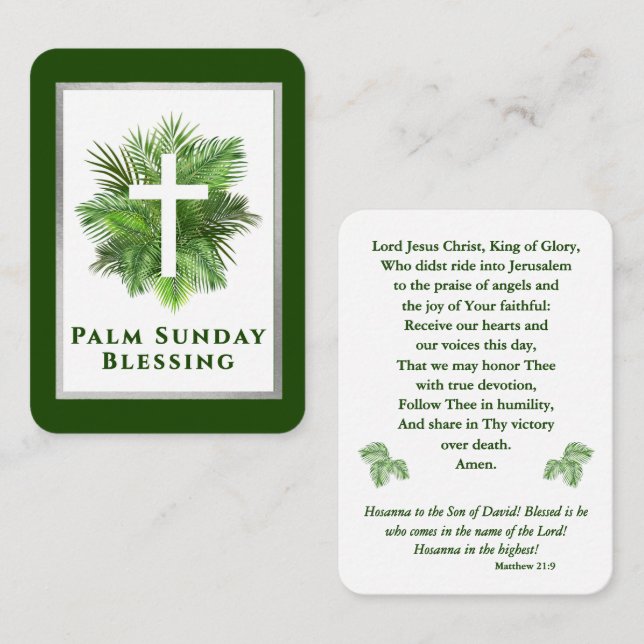 Carte De Placement Palm Sunday Blessing Holy Week Prayer Card (Devant / Derrière)