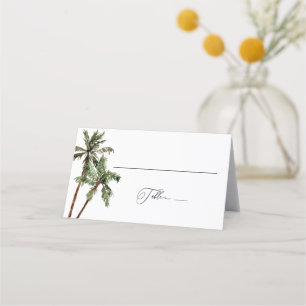 Carte De Placement Palm Tree Tropical Minimal Green Mariage