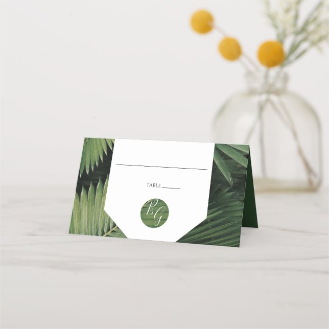 Carte De Placement Palm Tropical Feuille Greenery Mariage Carte Place (Devant)