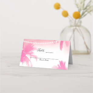 Carte De Placement Palmiers Rêveurs Rose et Lumières Table Siège Plac