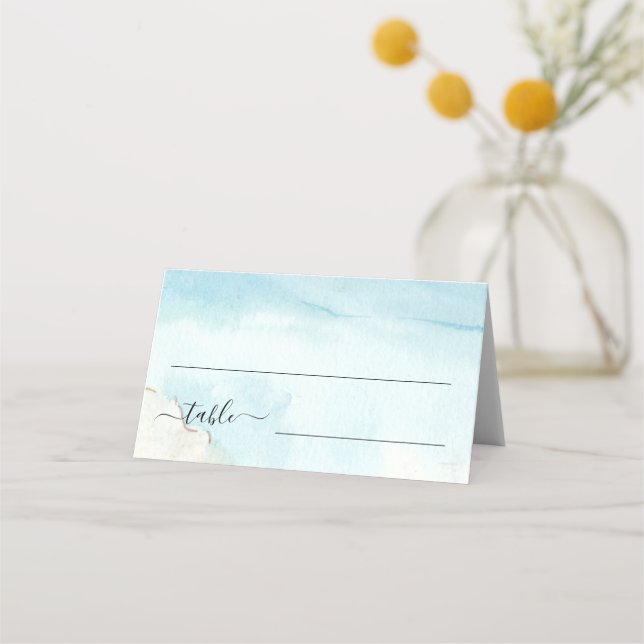 Carte De Placement Palmiers Sable Tropical Plage Exotique Mariage (Devant)