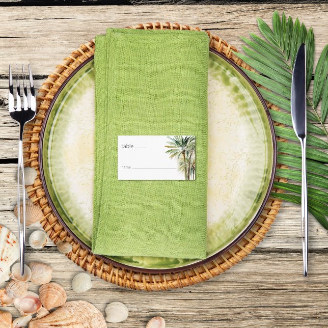 Carte De Placement Palmiers tropicaux Mariage moderne (Tropical Palm Trees Modern Wedding Place Card)