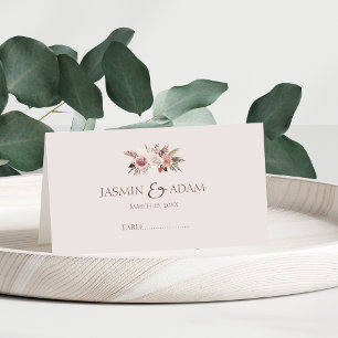 Carte De Placement Pampa beige flou Mariage Boho floral