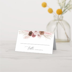 Carte De Placement pampas duvet rose floral plié mariage