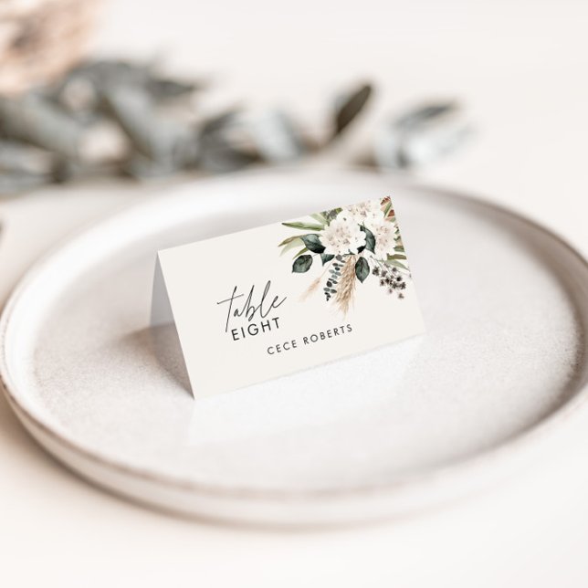 Carte De Placement Pampas eucalyptus sauge vert moderne rustique mari (Créateur téléchargé)