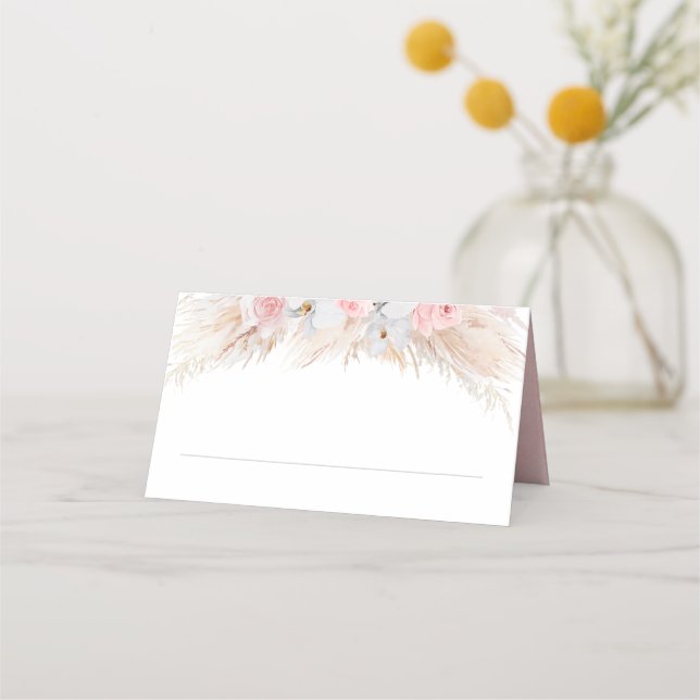 Carte De Placement Pampas Grass et Orchidées Blanches Mariage exotiqu (Devant)