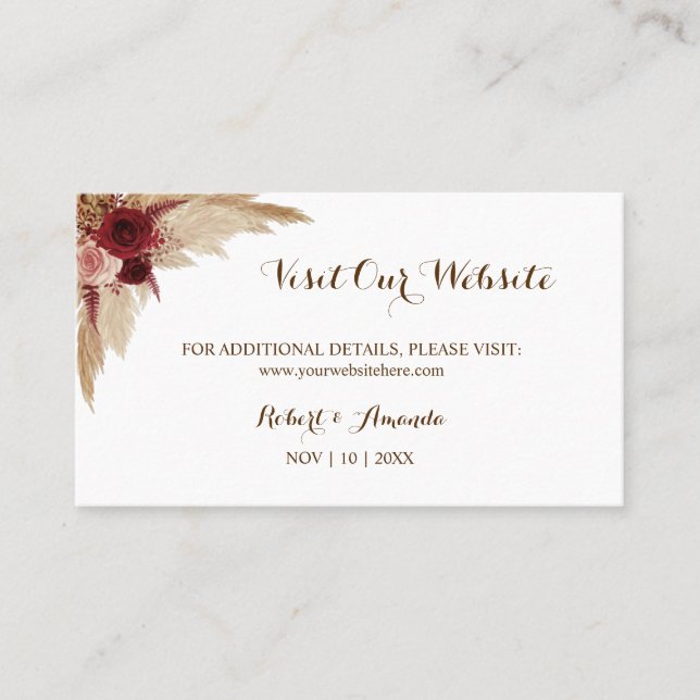 Carte De Placement Pampas Grass Visiter notre site Web Mariage insére (Devant)