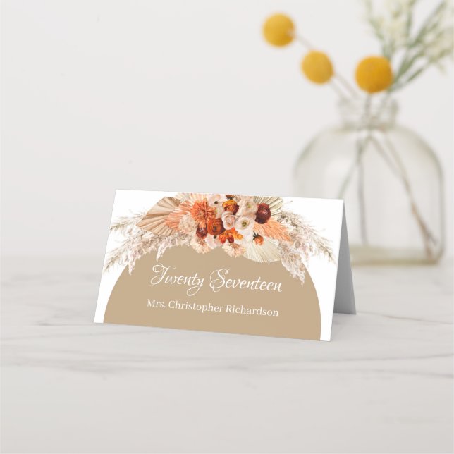 Carte De Placement Pampas herbe terre cuite brûlé orange beige rouge (Devant)