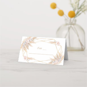 Carte De Placement Pampas Rose Floral Grass Or Tout en un Mariage