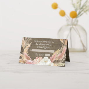 Carte De Placement Pampas Rustique Floral Bois Pampas Grass Tente Pla