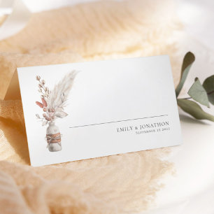 Carte De Placement Pampas rustique Grasses Noms Date Mariage