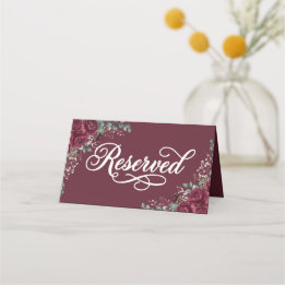 Carte De Placement Pancarte pliée Réservée Rose de Bourgogne Eucalypt