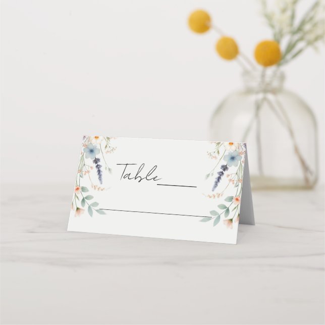 Carte De Placement Panneau de mariage de printemps aux fleurs de wild (Devant)