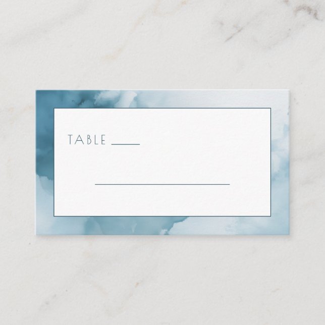 Carte De Placement Panneau de table à l'aquarelle bleue calme (Devant)