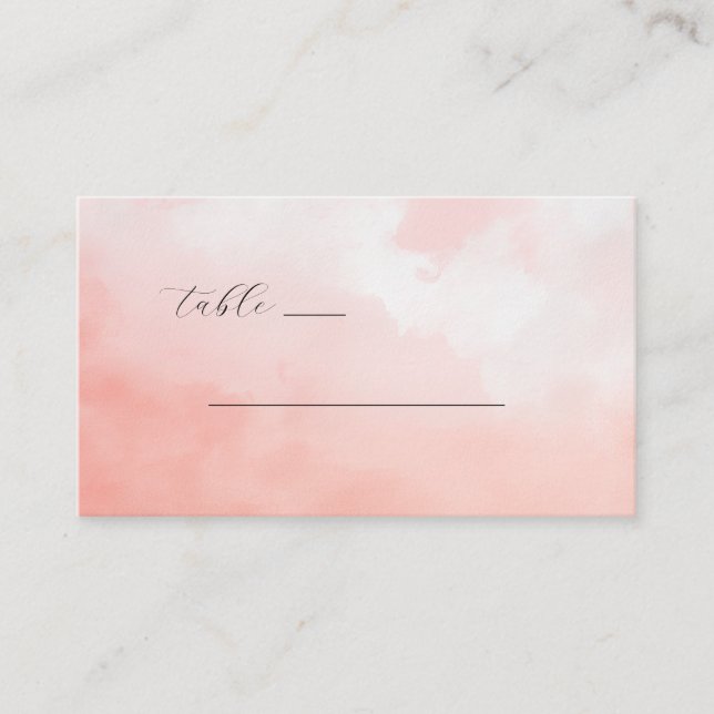 Carte De Placement Panneau de table à l'aquarelle rose serein (Devant)