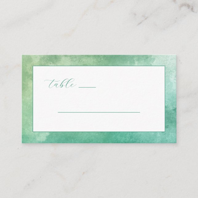 Carte De Placement Panneau de table à l'aquarelle verte calme (Devant)