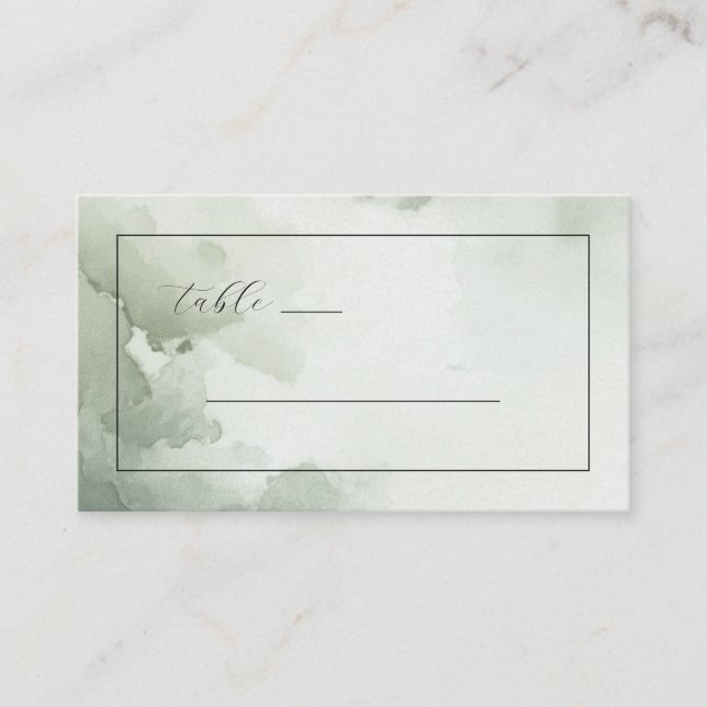 Carte De Placement Panneau de table à l'aquarelle verte sereine (Devant)