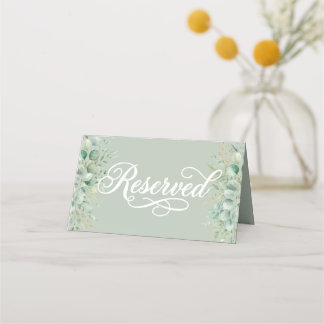 Carte De Placement Panneau de table de mariage réservé vert sauge euc