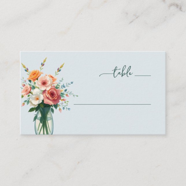 Carte De Placement Panneau de table floral bleu clair serein (Devant)