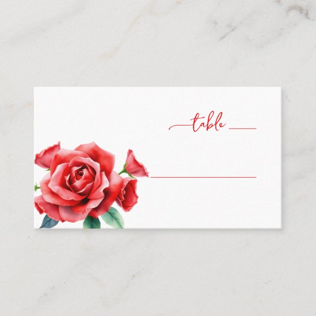Carte De Placement Panneau de table floral rouge romantique (Devant)