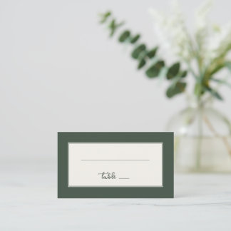 Carte De Placement Panneau de table minimaliste vert élégant